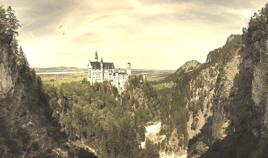 Fairytale Neuschwanstein Castle panorama, Bavaria, Germany