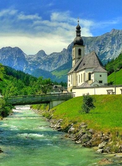 The church of Saint Sebastian in Ramsau, Bavaria, Germany