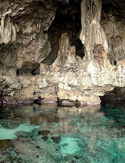 Blue pool inside Avaiki Cave in Niue Island