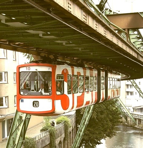 Wuppertal Schwebebahn or Wuppertal Floating Tram, a suspension railway in Wuppertal, Germany