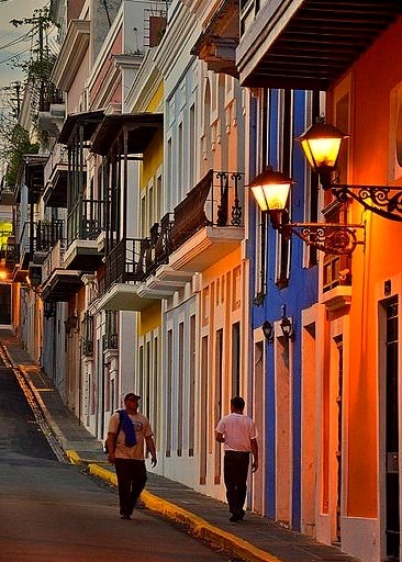 Evening on the streets of San Juan, Puerto Rico