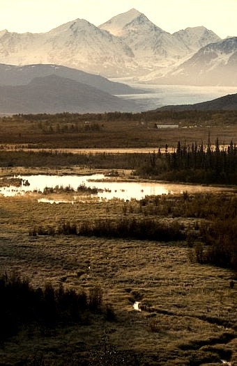 Sunrise along the Knik River, Alaska, USA