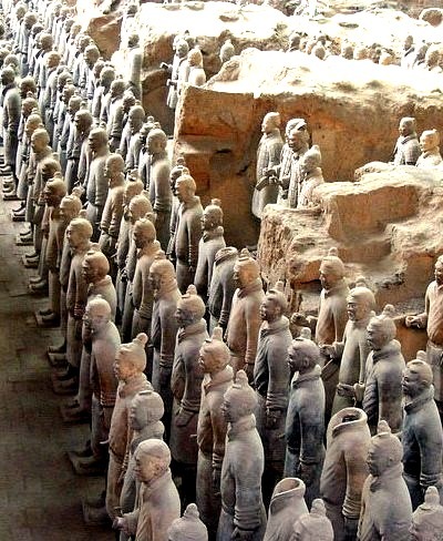 The Terracotta Army, discovered in 1974 by some local villagers in Xi'an, China